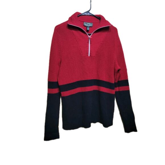 LRL Lauren Active Ralph Lauren 1/4 Zip Mock Neck Sweater Womens Large Red - Picture 2 of 9